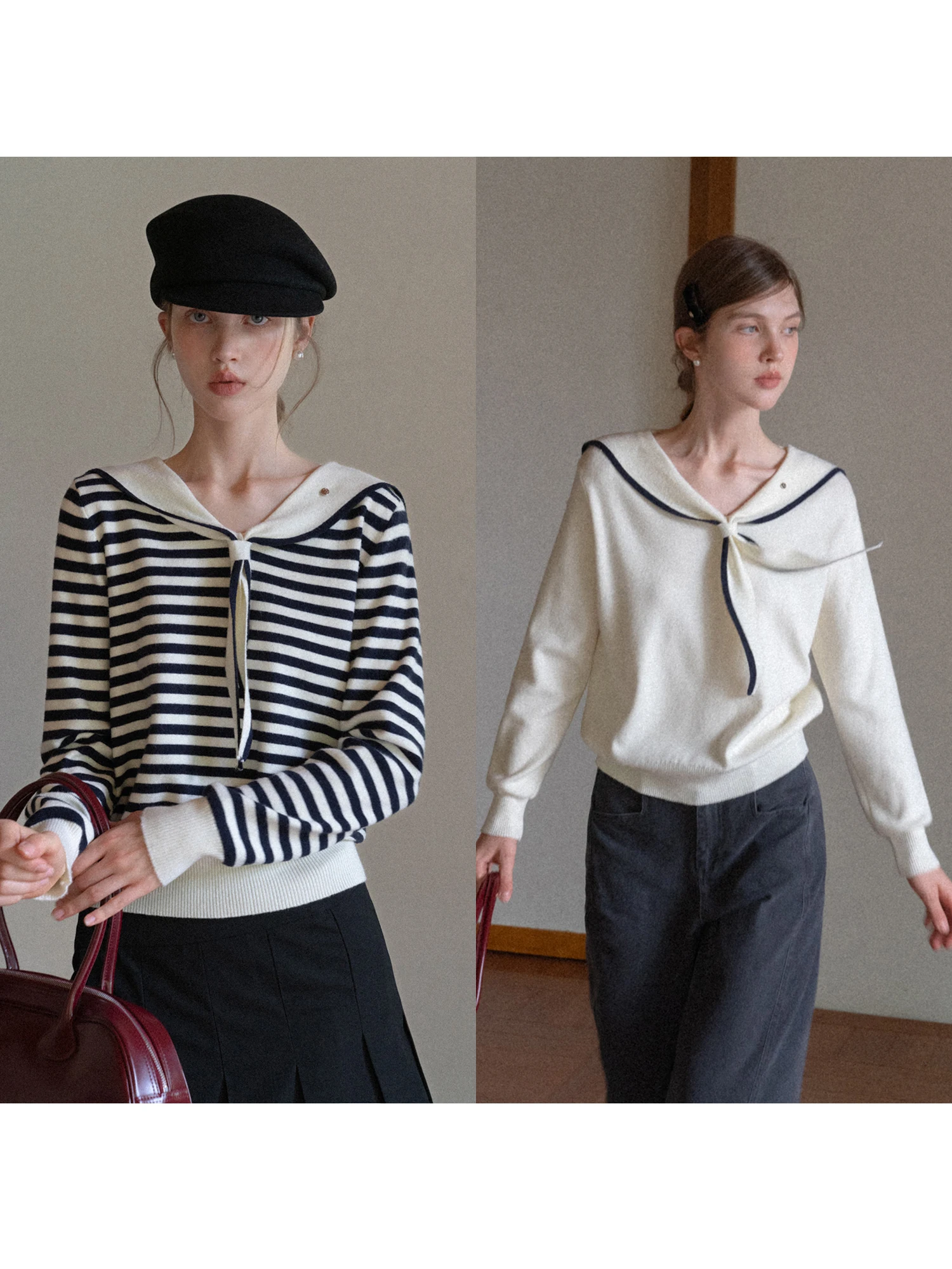 

EGGKA темно-синий длинный вязаный свитер с воротником светя, женский осенне-зимний повседневный утягивающий свободный топ, милый накладной свитер