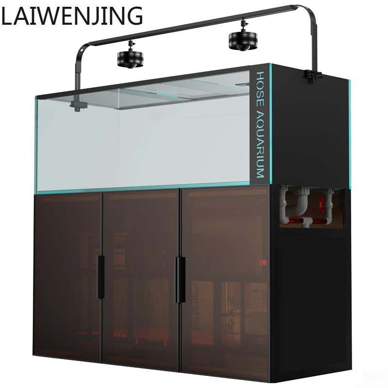 

HLZ fish tank aquatic plant tank aquarium large bottom filter ecological ultra-white glass arowana stream tank side overflow