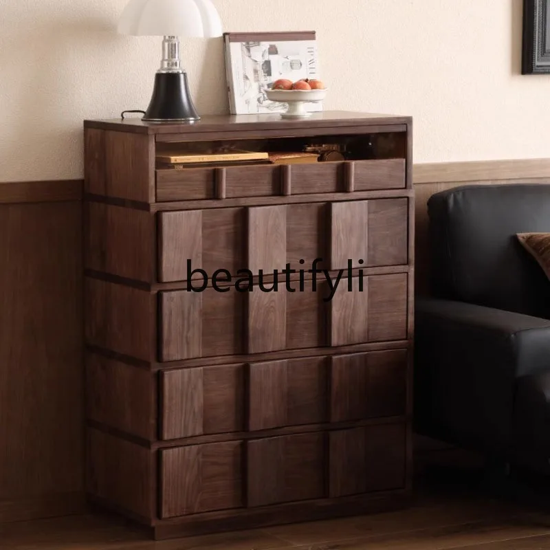 

North American black walnut solid wood storage chest living room chest bedroom storage log pumping all solid wood