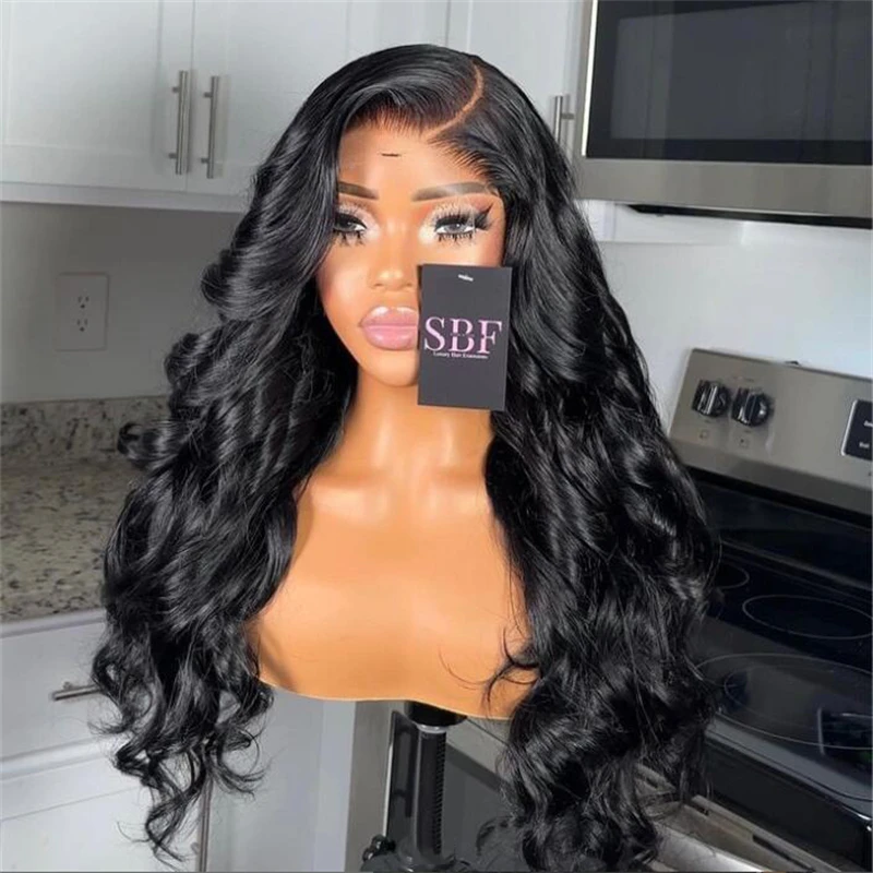 

Soft Natural Black 180Density Long 26Inch Body Wave Lace Front Wig For Women With BabyHair Preplucked Daily Glueless Fashion Wig