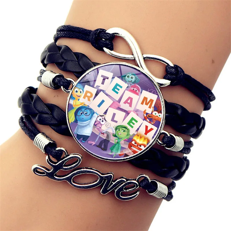 NEW Disney Inside Out 2 Bracelet Leather Anime Cartoon Wristand Present Kids Toys Girl Christmas Gift Kawaii