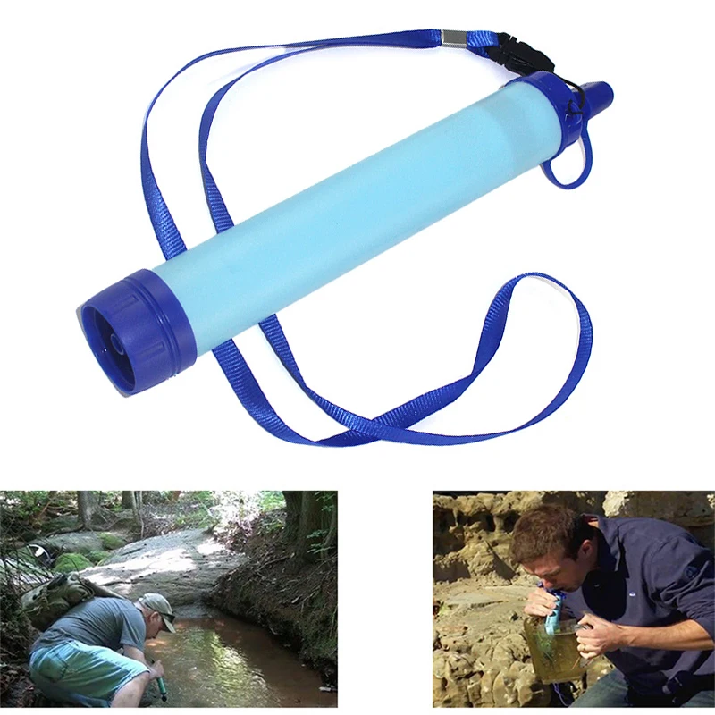 5Pcs Portable Outdoor Water Purifier Set Climbing Camping Emergency Drinking Water Filtration Straw Double Filters Inner Cores