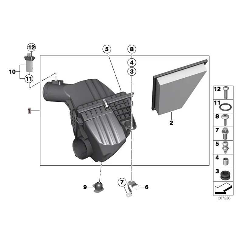 AB61-1 قطعة محرك صندوق مرشح منقي هواء 13717612014 لسيارات BMW 5 Series F10 F11 F18 2010-2017