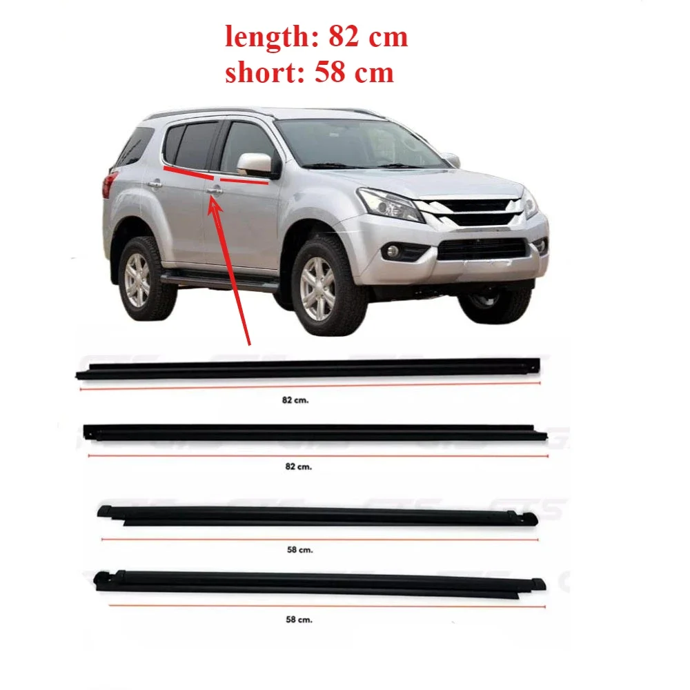 

4 Piece 1 Set Outside Windows Rubber Outside for Isuzu MU-X 2014-2019 Glass Protector Weatherstrip for Fluid MU-X Sealing Rubber