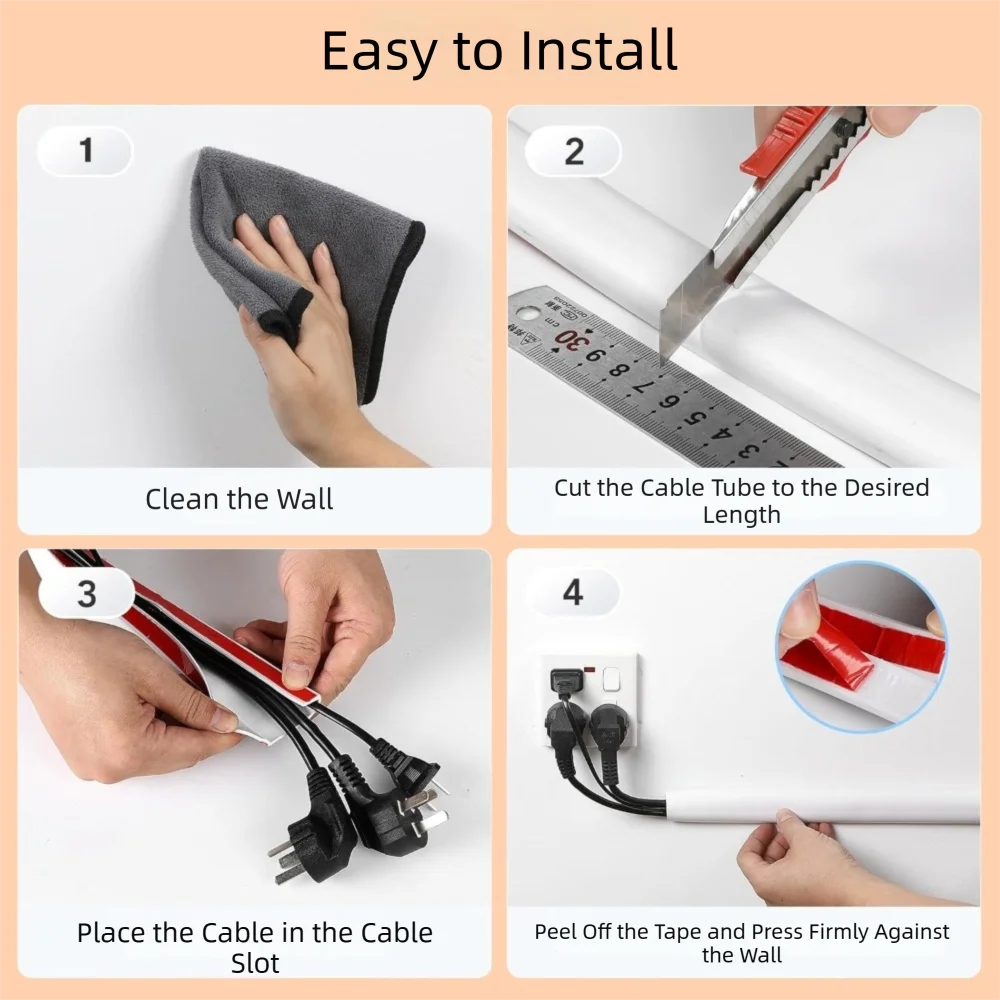 1/2/3/5meter Soft PVC Cable Sleeve Self-Adhesive Flexible Cord Hider Wear Resistant Anti-Step Cable Management Protector