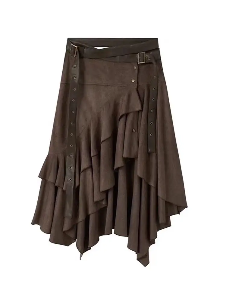 Women's Brown Maillard Skirt Y2K Harajuku High Street Street Fashion 2000s Style Aesthetics Academy Retro Skirt Clothing 2024