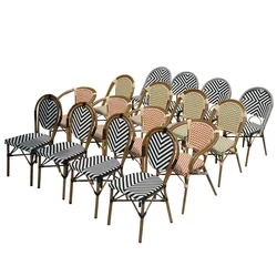 Outdoor rattan chair marble dining table woven chair hotel homestay French cafe milk tea shop table and chair combination