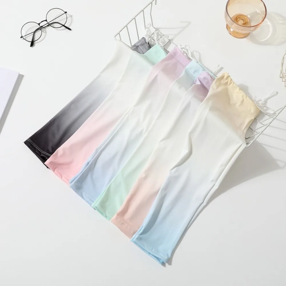 

Рукава-накладки из ледяного шелка с эффектом тягучей веревки, расклешенные, с защитой от УФ-излучения, солнцезащитные, градиентные, тонкие, для велоспорта, для девочек