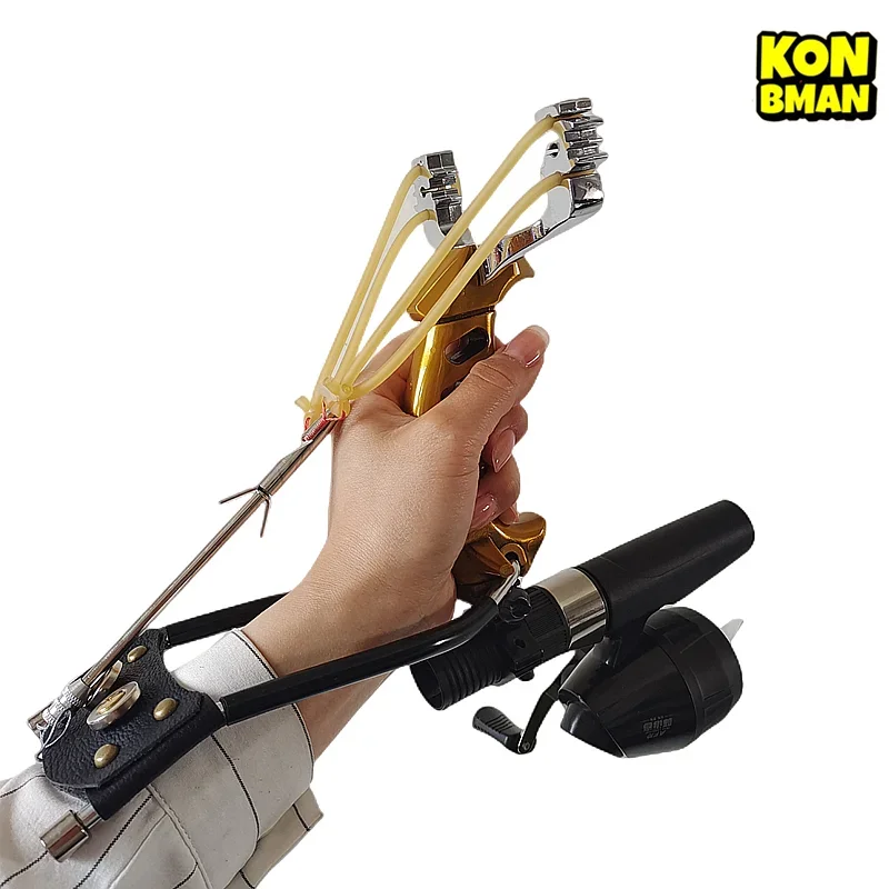 High Quality Metal Slingshot Hunting Shooting Professional Slingshot Gold Slingshot with Wrist Rest/Fish Dart/Rubber Band