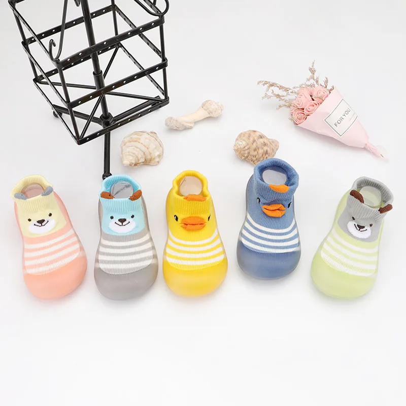 Baby Girls Boys Cute Toddler Shoes Autumn Winter Rubber Soles Cartoon Newborn Shoes Comfortable Anti-slip Casual Floor Socks