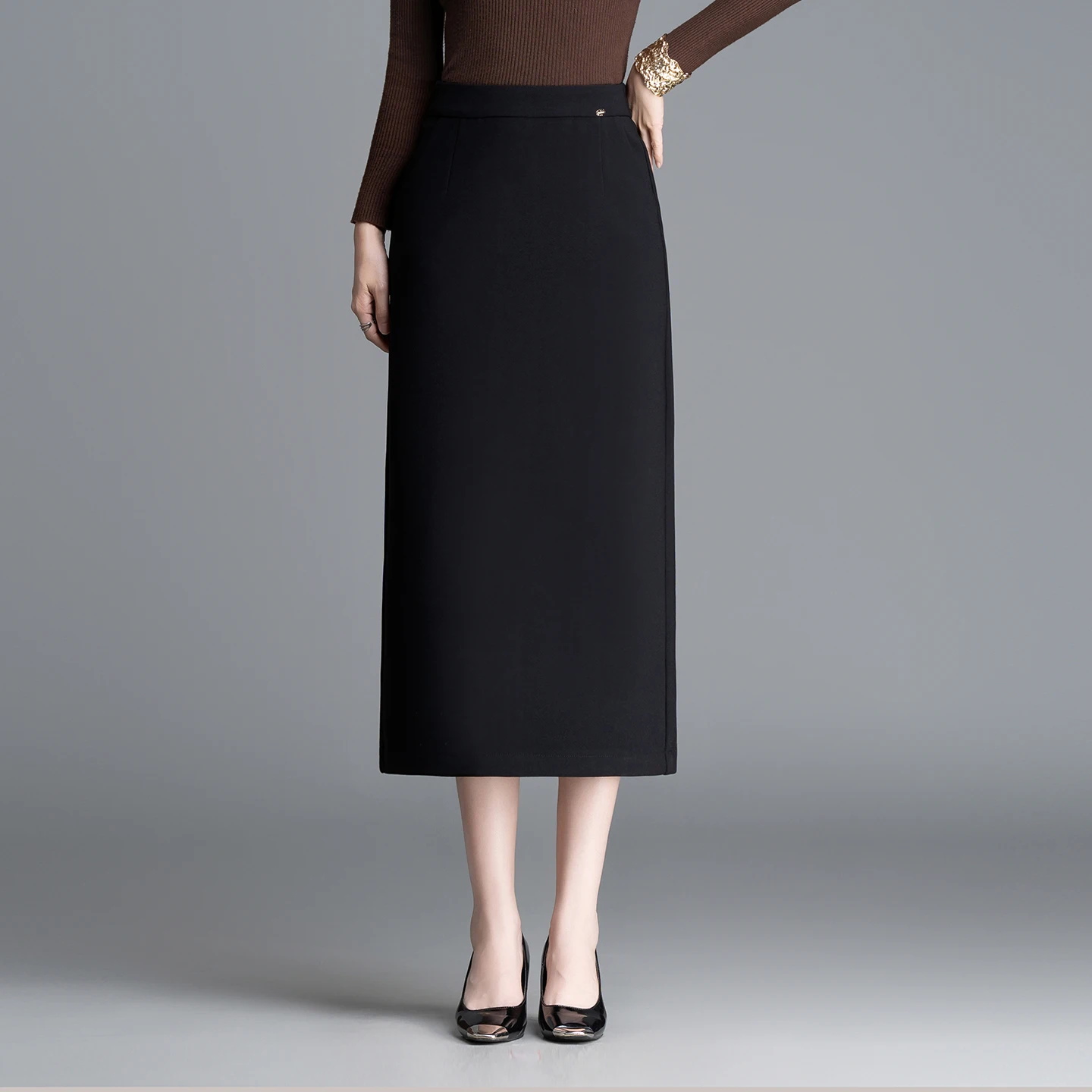 

Женская юбка-трапеция с высокой талией, прямая, из полиэстера, для офиса, элегантная, приталенная