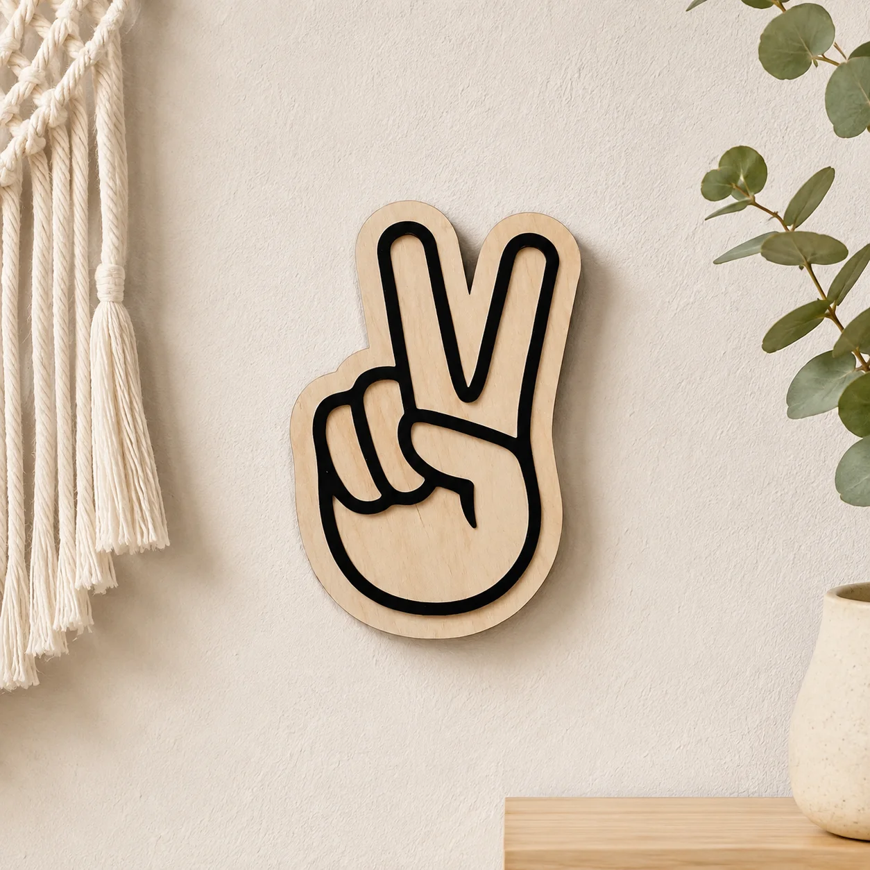Handmade Wooden Peace Sign Wall Art, Kids Nursery Room Decor, Boho Baby Room Hanging Decoration, Cute Home Gift