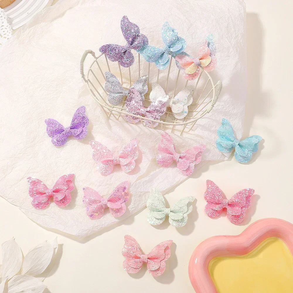 5Pcs/Set Colorful Sequin Hair Clips Butterfly Princess Girls Headwear Children\'s HairClips Baby Hair Accessories Wholesale