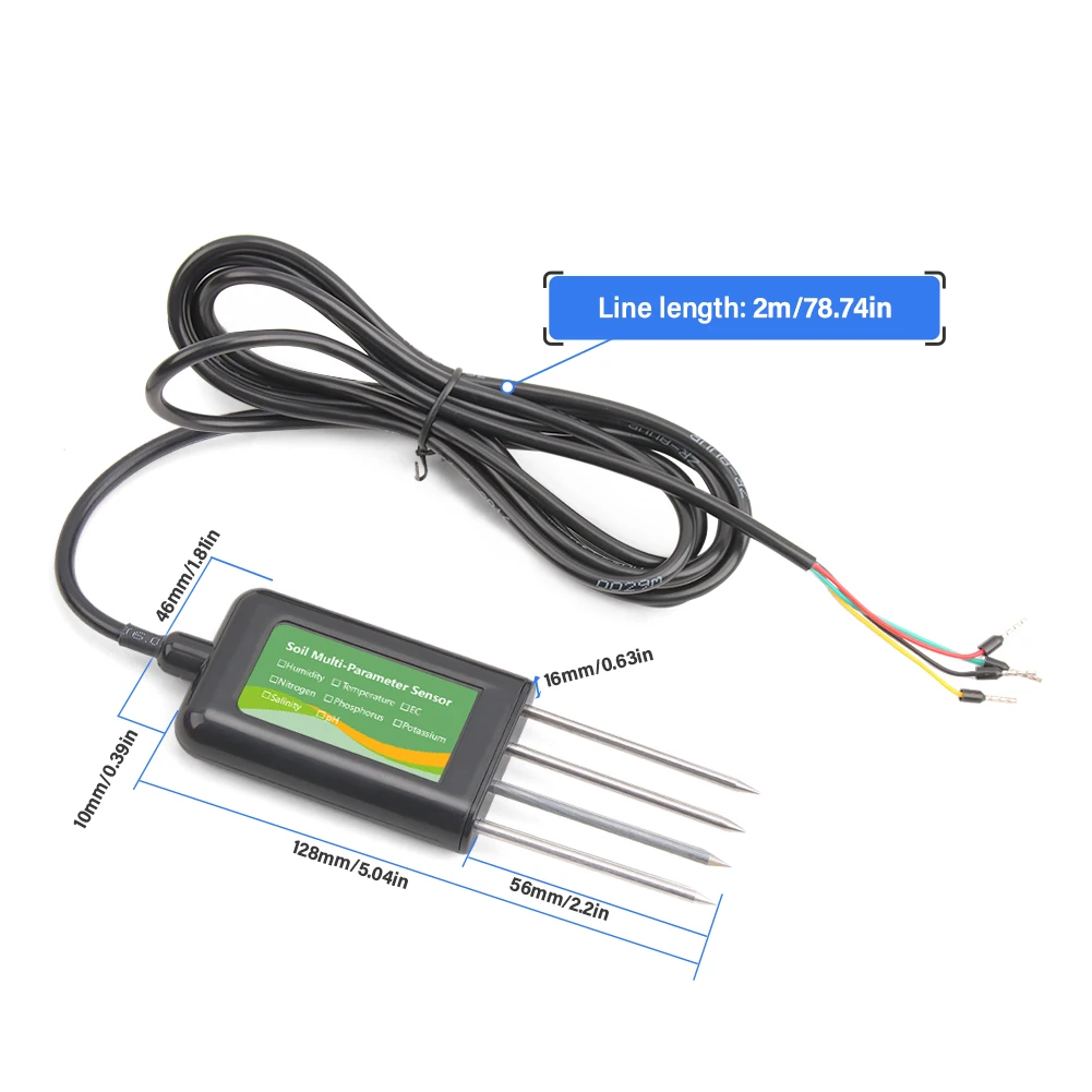Bodensensor 8-in-1 RS485 EC pH Feuchtigkeit Temperatur Salzgehalt NPK Messgerät für Landwirtschaft Garten Smart Farm Langzeitüberwachung