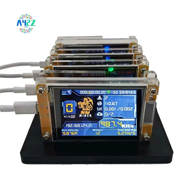 

A42Z-4X 987KH/S Nmminer Nerdminer+4 Slots Stand Upgraded Harshrate 2.8 Inch Smart Display Bitcoin Crypto Solo Lottery Miner