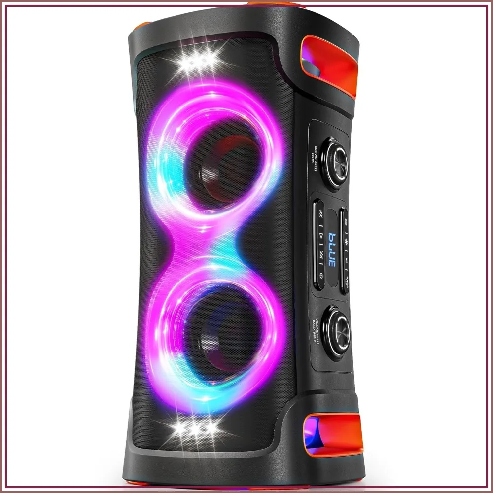

300W Peak Party Bluetooth Speaker: Loud Stereo, Deep Bass, Large Portable Wireless with Subwoofer, TWS Dynamic Light Show, 15H Playtime for Outdoor Camping Backyard Beach