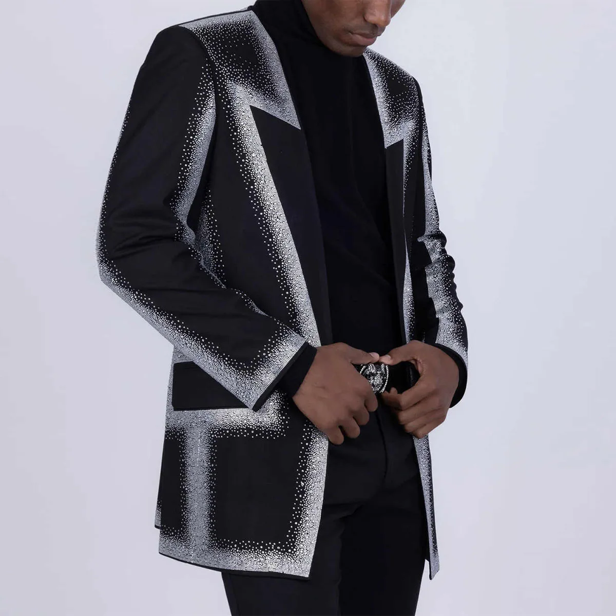 Customized 2 Pieces Sets Men Suit For Wedding Luxury Diamond Male Prom Blazer Sparkly Crystals Beaded Slim trajes para hombre