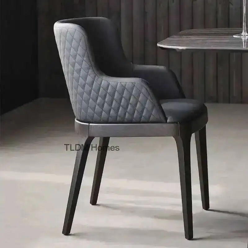 European Leisure Armchair Solid Wood Foot Leather Living Room Chairs Home Furniture Nordic Lazy Sofa Chair Balcony Dining Chairs