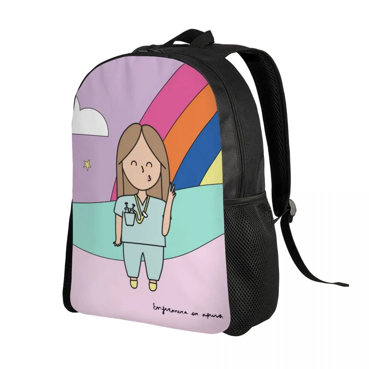 Personalized Cartoon Doctor Nurse Printed Backpack Women Men Basic Bookbag for College School Bags