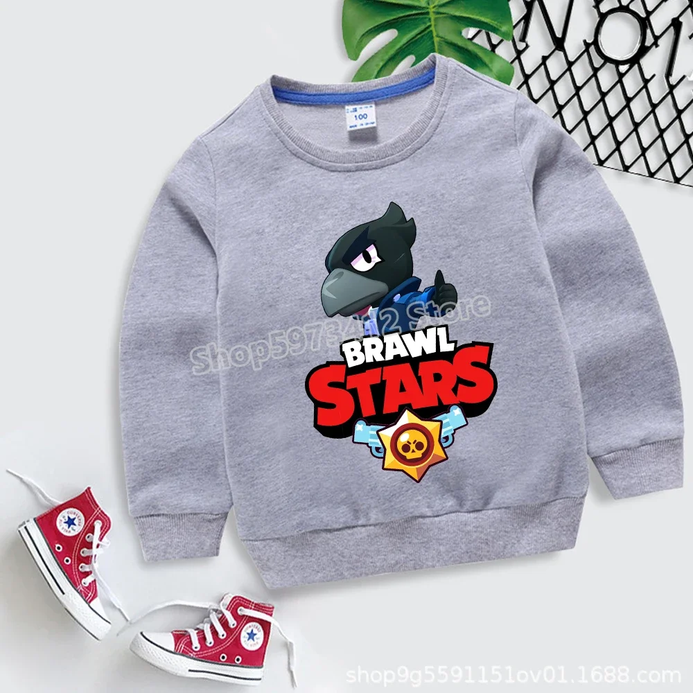 Cartoon Game Figure Kids Sweatshirts Leon Poco Crow Printed Pullover Boys Winter Warm Tops Fashion Casual Children Clothes Gifts