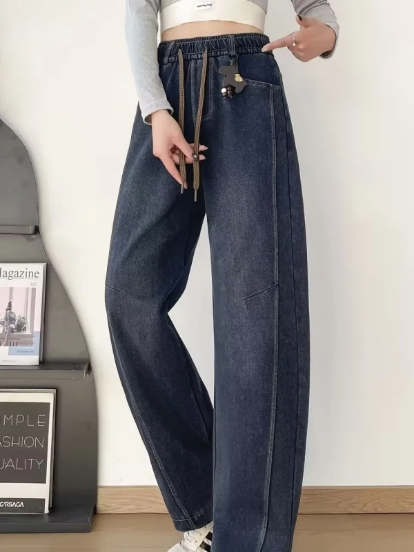 

High Waist Wide Leg Jeans Women's Loose Straight Cut Jeans Slimming Versatile Straight Leg Long Trousers Spring 2026