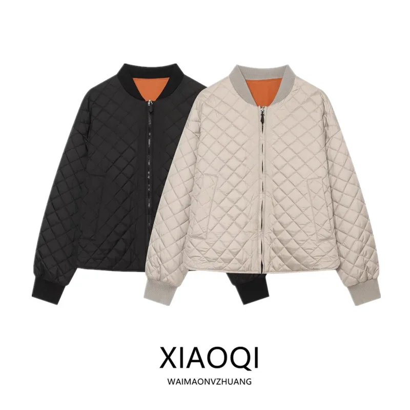 Women's Cotton Jacket Style Outerwear Zipper Two-Way Wear Fall 2026 New Arrival Short Outerwear Long Sleeve European Style