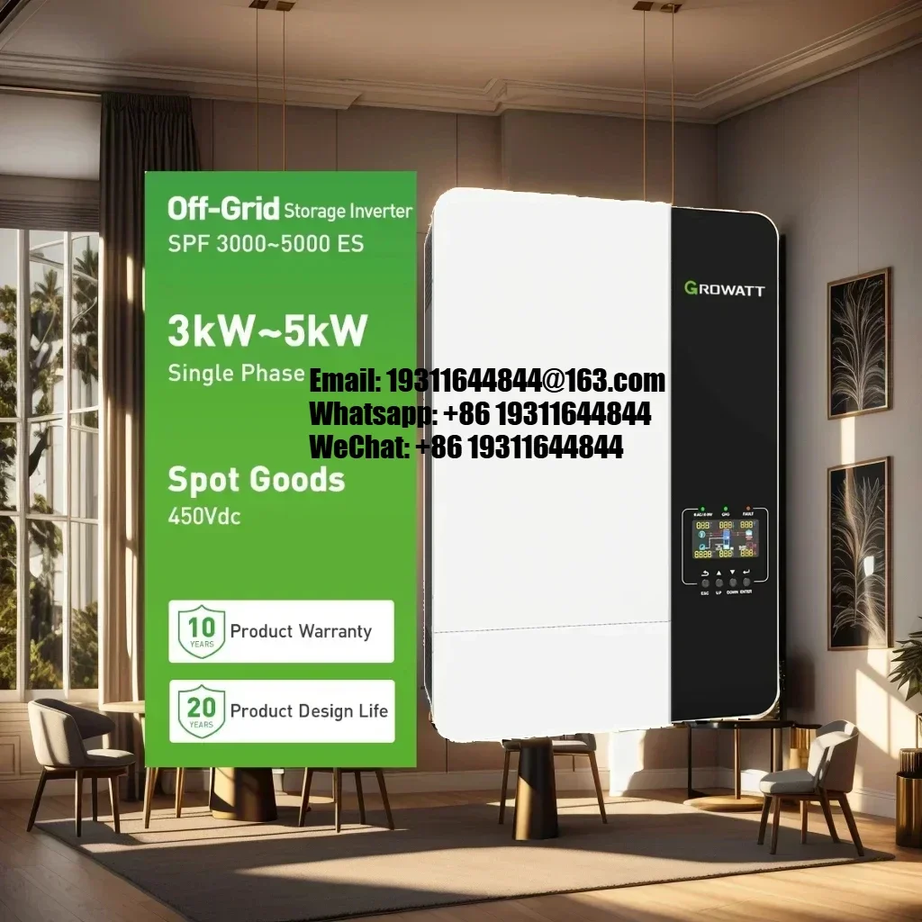 

GROWATT SPF 3500 ES & SPF 5000 ES with WIFI Single Phase 48V Battery Voltage 500VDC Max PV Input