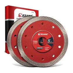 EZARC 2Pc 5'' & 4.5'' Super Thin Diamond Saw Blades for Angle Grinder Diamond Tile Blade for Cutting Ceramic Granite Marble Tile