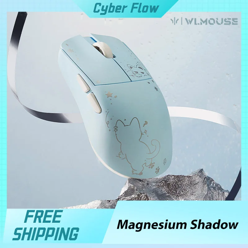 Mouse Sem Fio WLmouse Magnesium Shadow 2.4G com Sensor PAW3950HS, Leve, em Liga de Magnésio, Mouse para Jogos FPS, Personalizado para PC Gamer