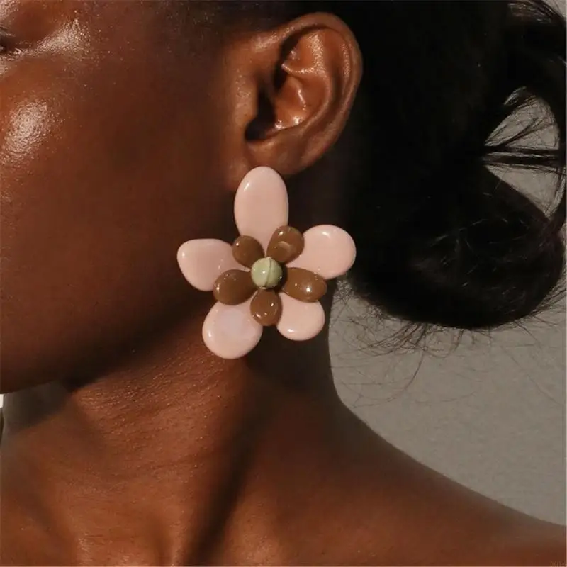W0YA خفيفة الوزن الأزهار الأزهار الأزرار أقراط الراحة أنيقة ملحقات الأذن للاطلاع على البشرة الحساسة في المناسبات اليومية #4