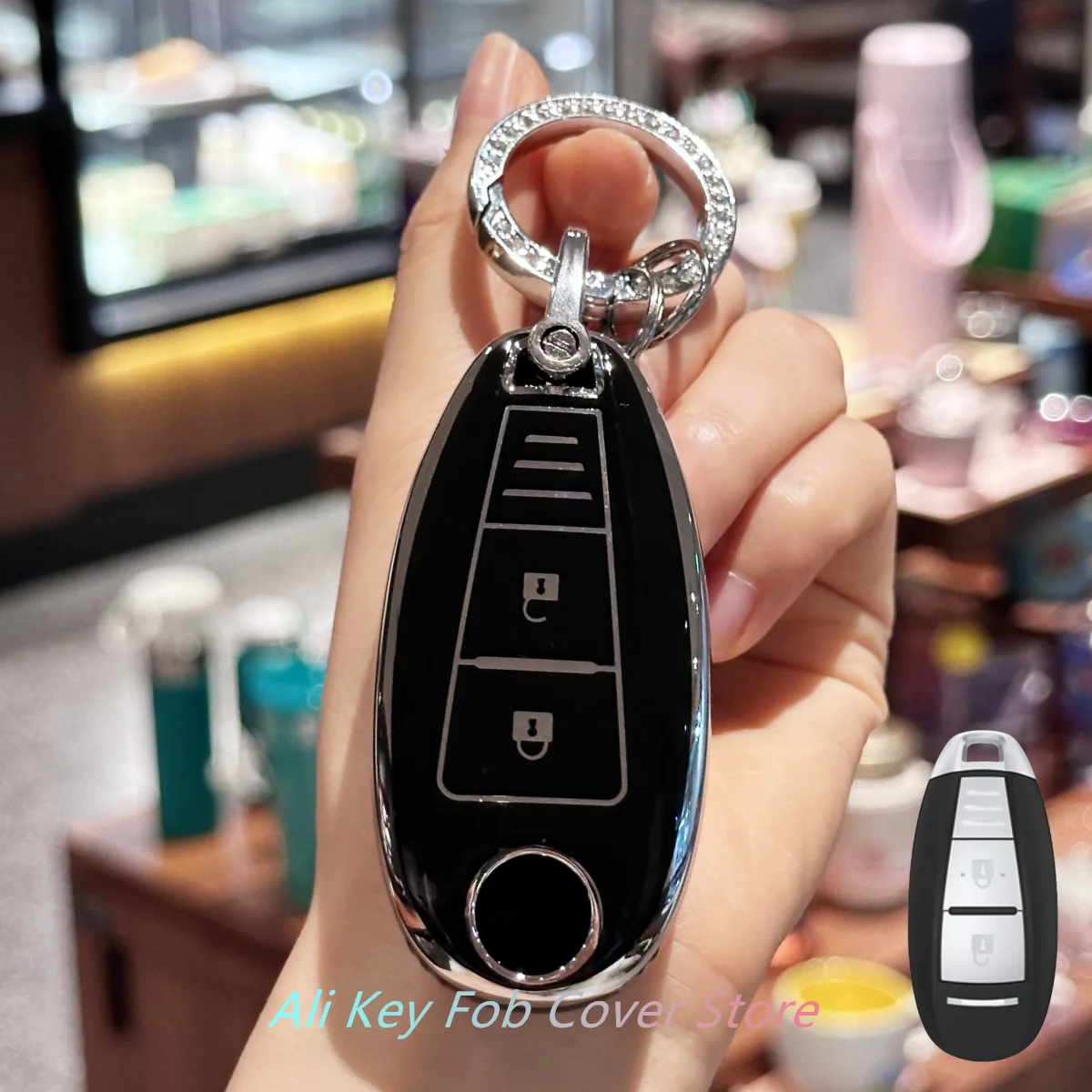 Car Key Case Cover With Keychain For Suzuki Swift Ignis Grand Vitara Liana Scorss Grand Kizashi Protective Key Fob Cover