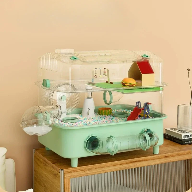 Extra Large Syrian Hamster Cage, Acrylic 3 Tier Luxury Villa, Panoramic View Clear Enclosure, Washable Modular Habitat view 2