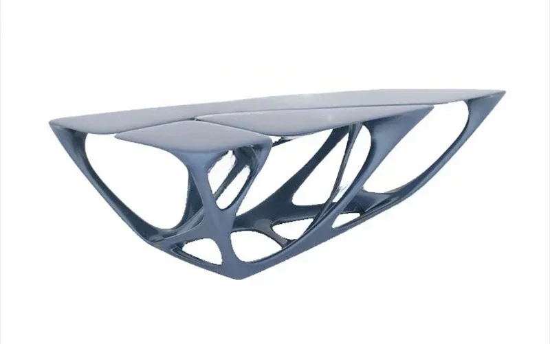 

Creative FRP Zaha Hollow Coffee Table Shaped Root Tea Table Triangle Design Conference Table