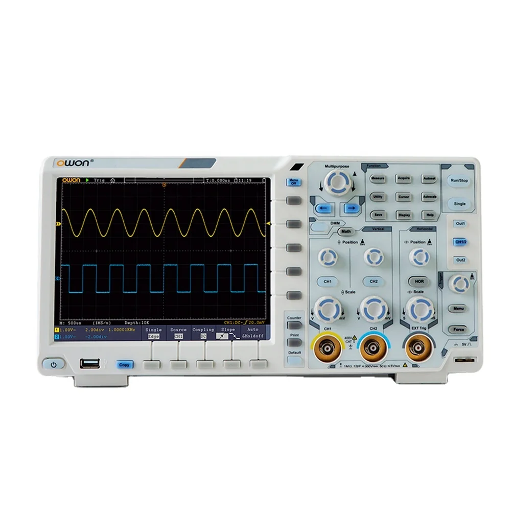 OWON XDS3202E 8 Bits Dual Channel Digital Oscilloscope 200MHz 1GS/s 40M Record Length 56,000 Wfms/s 8 Inch 2 +1External Options