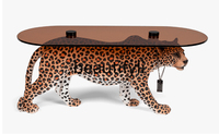 Modern simple tempered glass coffee table personalized creative leopard tea table