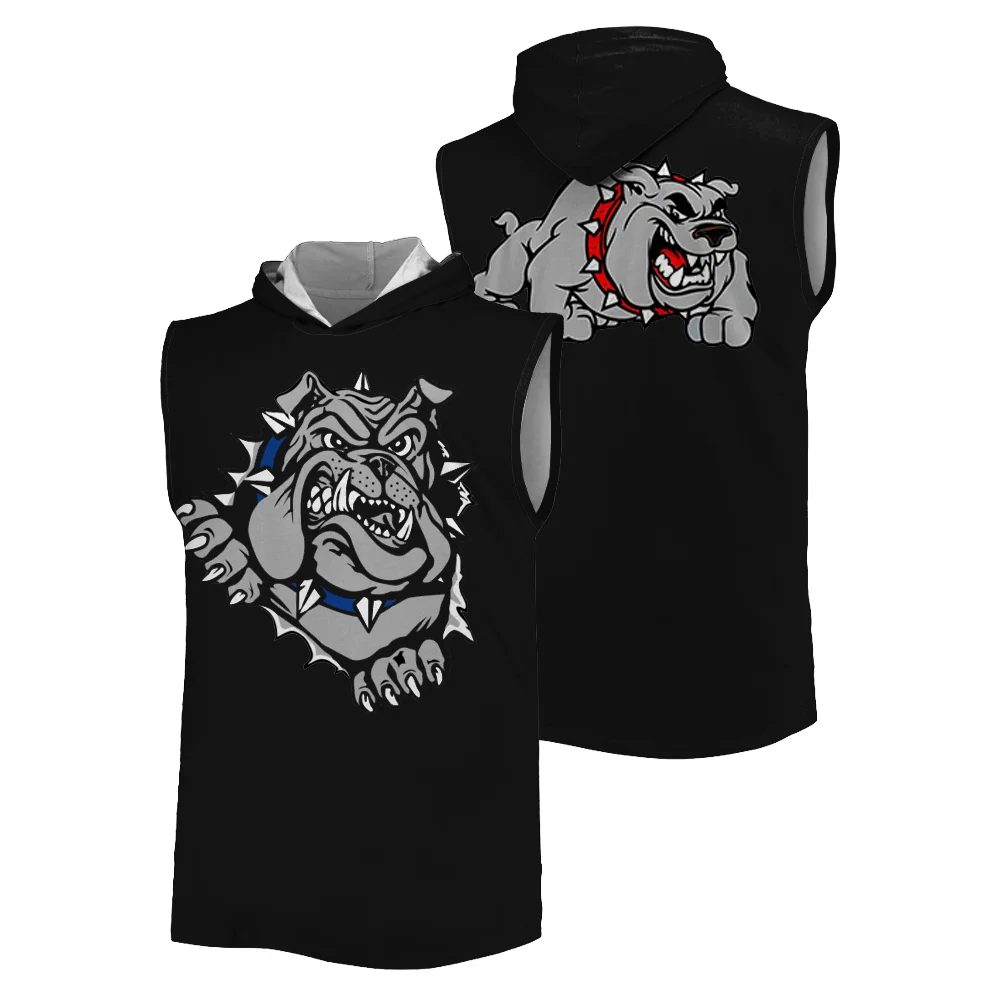 

2025 Summer new 3D printed Sports Hooded Vest Boxing Fighting Fitness Outdoor Sports Breathable quick drying fun men's tank tops