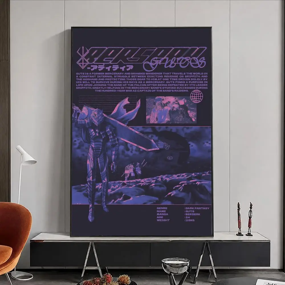 Anime Berserk Poster, Poster, Wandaufkleber, wasserfest, selbstklebend, HD-Kunst, Schlafzimmer, Bar, Dekoration – Detail 16
