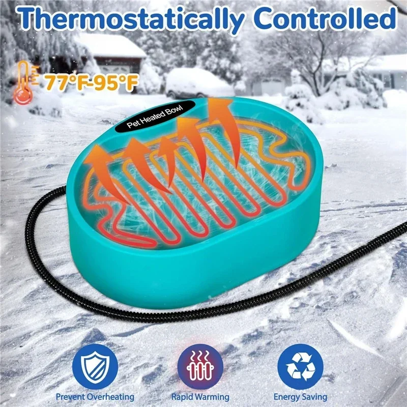 

Большая автоматическая подогреваемая миска для воды объемом 3,7 л для собак и кошек, с функцией контроля температуры, для использования на улице зимой