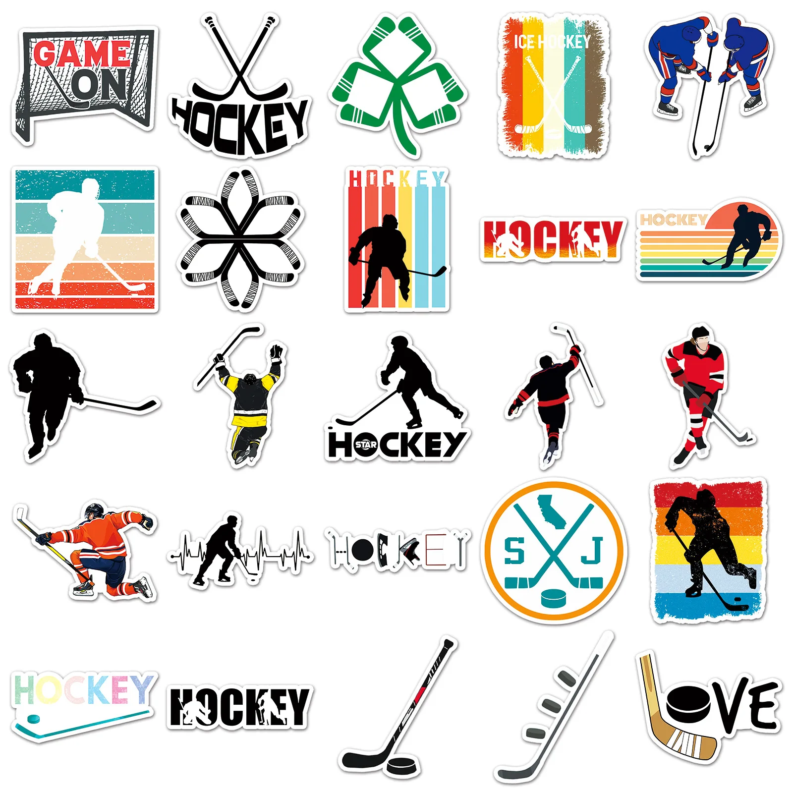 10/30/50PCS Sports Ice Hockey Sticker Cartoon Graffiti Decorative Water Cup Laptop Luggage Scrapbook Phone Case Waterproof Decal