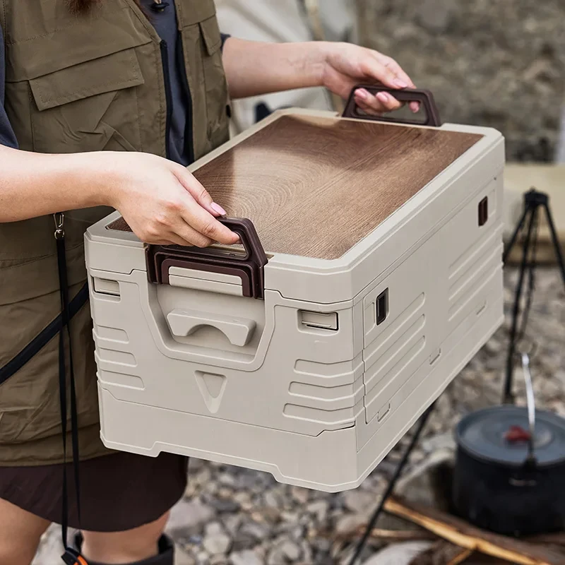 Caja de almacenamiento para acampar al aire libre, CAJA PLEGABLE portátil de gran capacidad, caja de almacenamiento multifuncional para viajes de