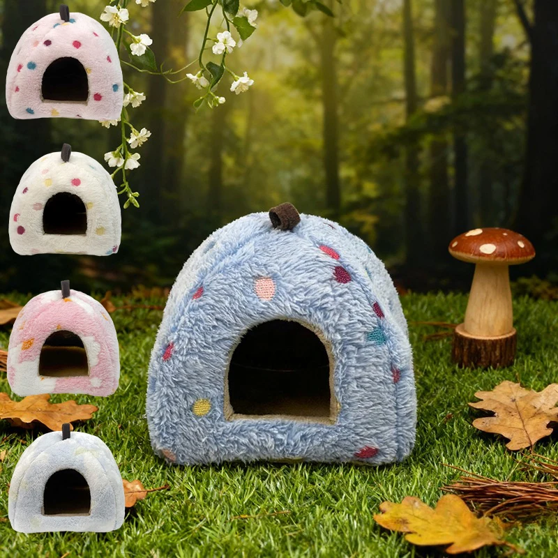

Coral Fleece Hammock Hut Tent Small Animal Hanging Bed Warm Cotton Nest Cage House for Hamster Guinea Pig Winter Comfort Bed