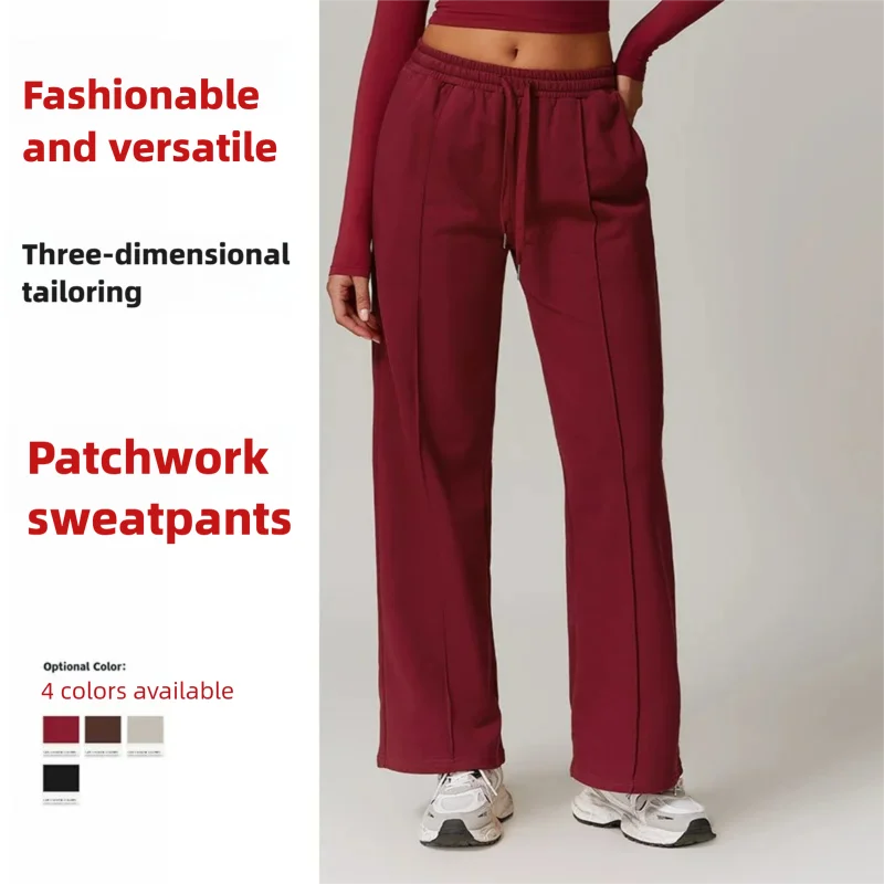 Women High Waist Straight Sweatpants Spring Autumn Loose Casual Pants With Pocket Fashion Daily Outdoor Joggers  Sports Trousers