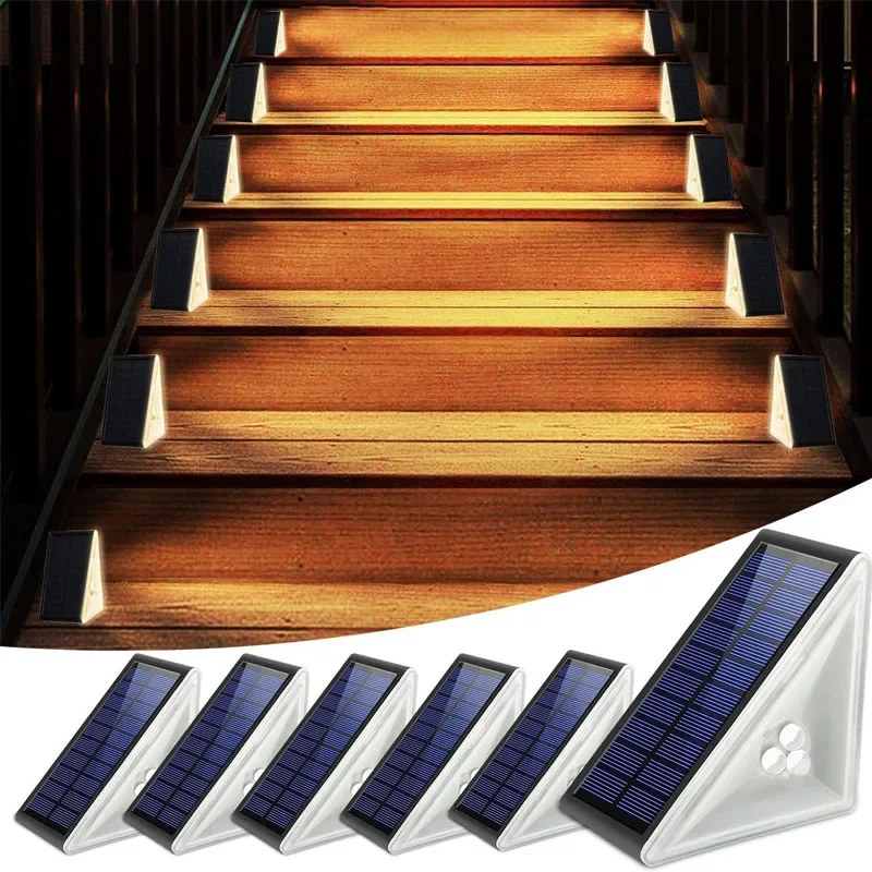

Nice Solar Step Light Outdoor Waterproof IP67 Solar Powered Stair Light With 3 LED Triangle Deck Light For Outside Garden Patio
