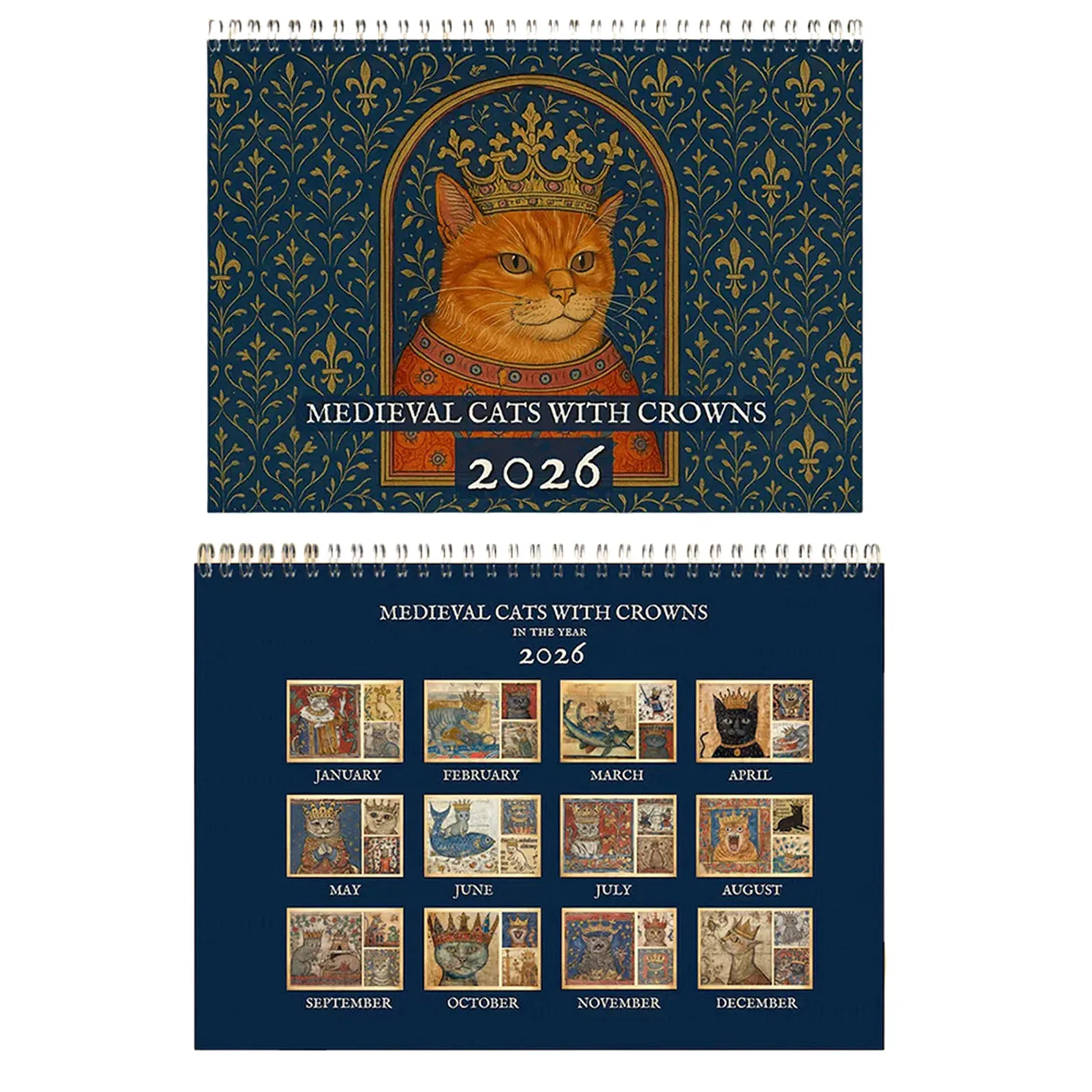 

2026 Wall Calendar Medieval Cat Calendar 2026 Funny Cat Calendar Gift for Cat Lovers