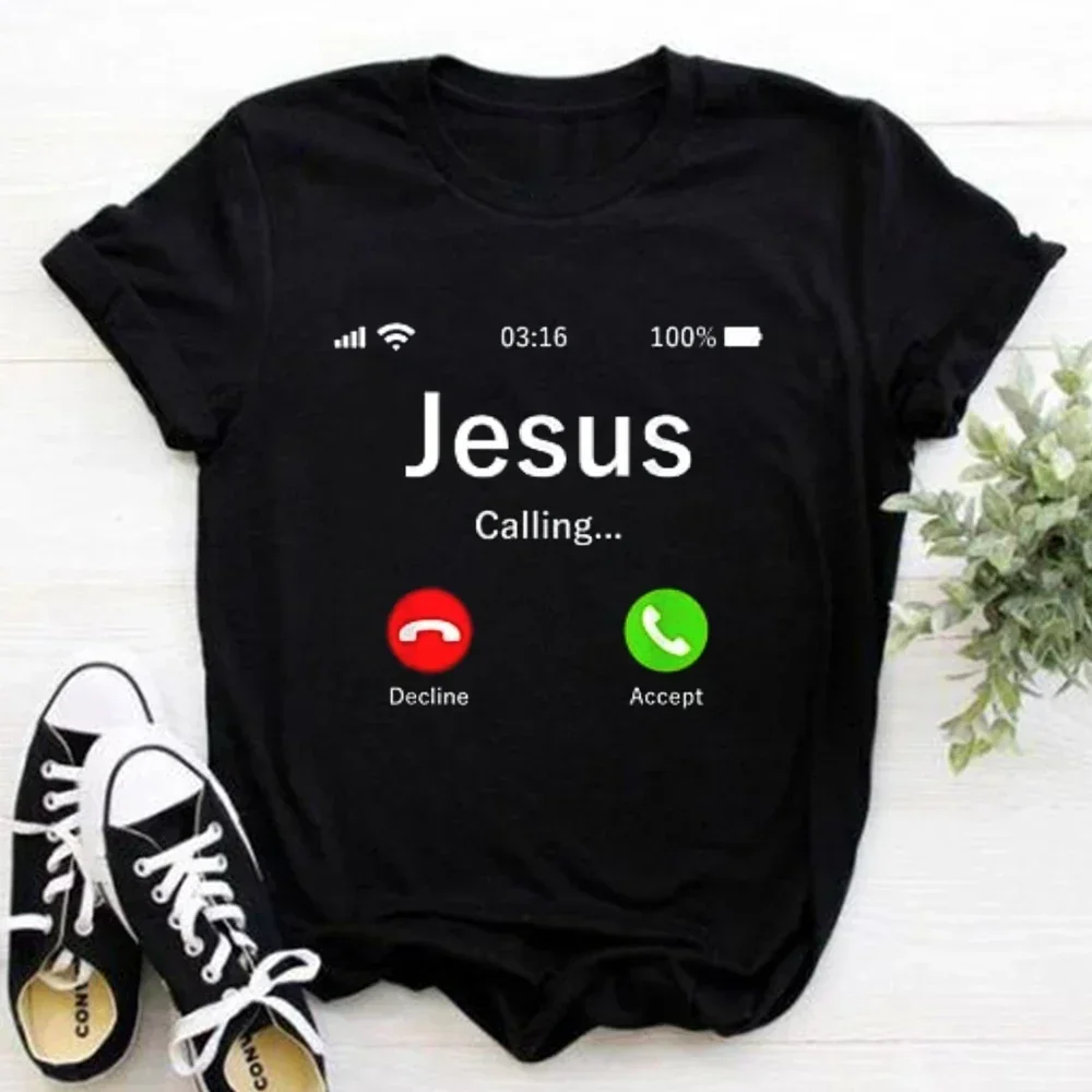 2023 Jesus Is King Letter Print Women T-shirt Christian Faith Hope Love Harajuku T Shirts Religion O-neck Tops Tees Streetwears