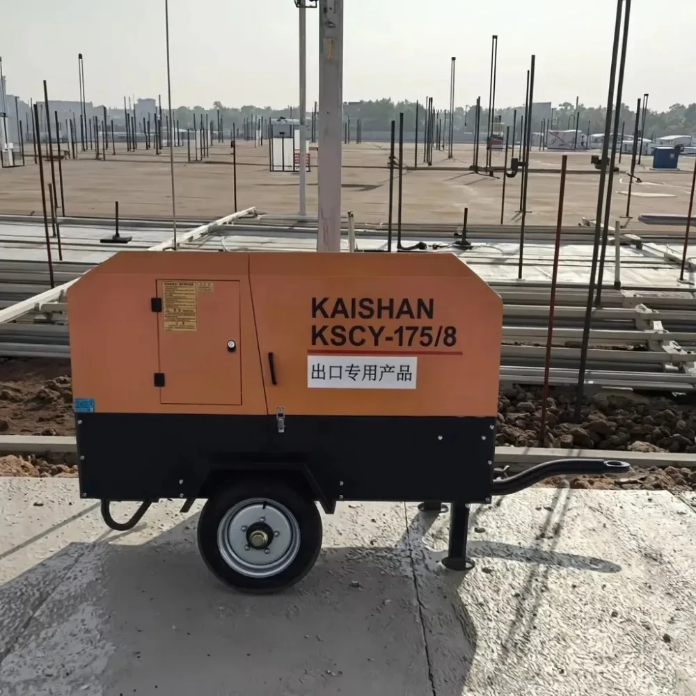Two Wheels Mining New Rock Drilling Compressor 185 Cfm Portable Screw air Compressor for Rock Breaking