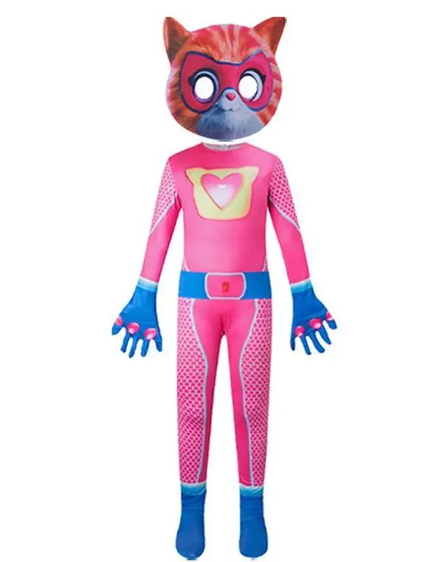 Traje de actuación infantil de poliéster con diseño de Super Gatitos para Halloween, disfraz cultural para escenario nacional