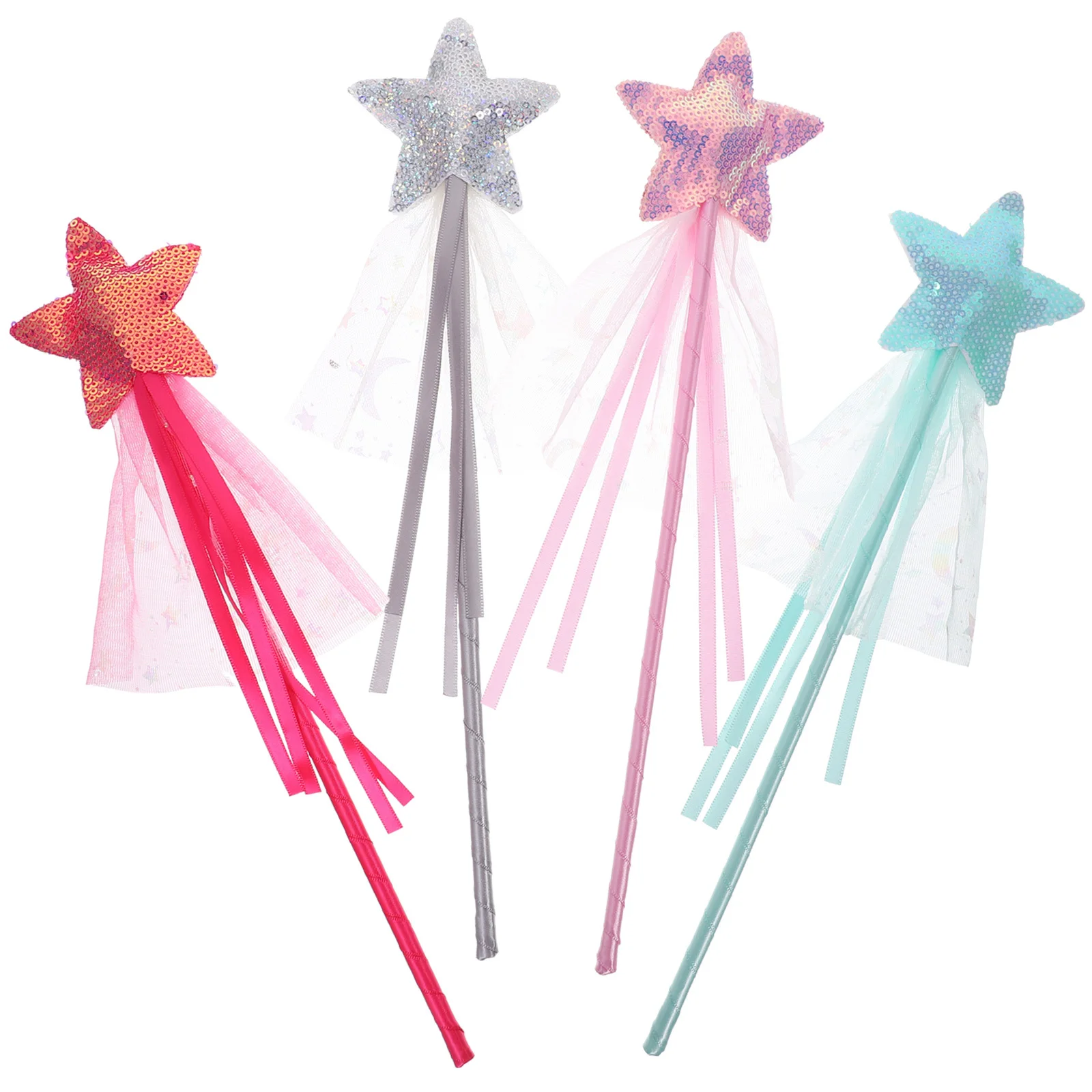 

4Pcs Fairy Wands Star Style Glitter Colorful Cosplay Birthday Party Dress Up Props Fairy Wand Princess Wand