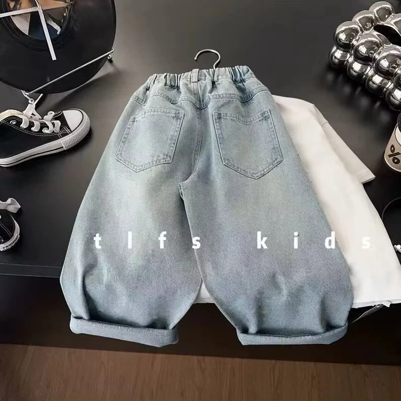 2-11T Spring Autumn Children's Wide Glitter Jeans Girls Denim Pants Casual Loose Kids Gilrs Trousers Fashion Jeans for Gilrs