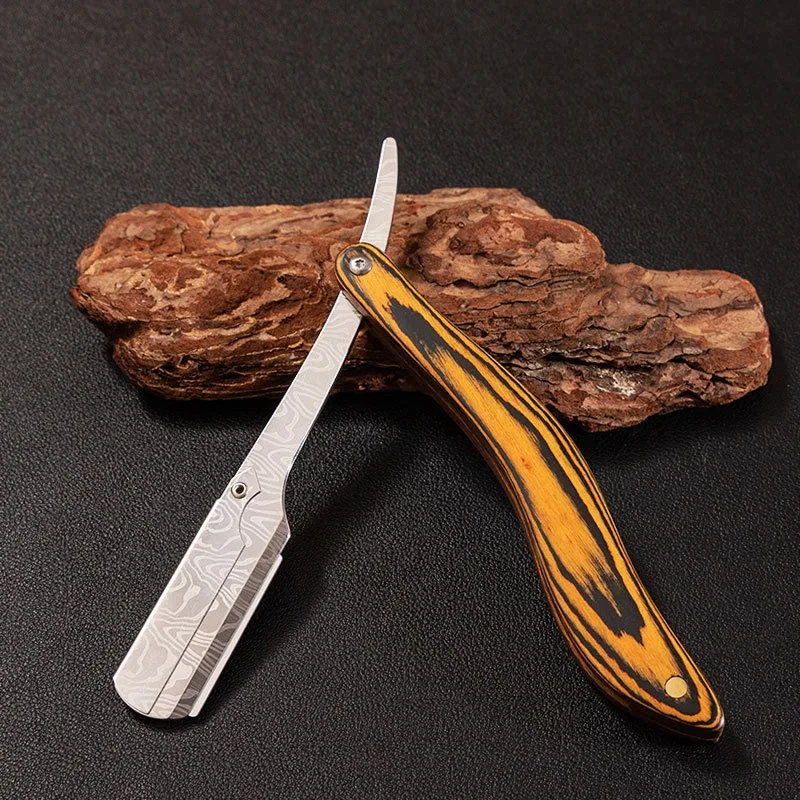 مقبض خشبي شفرة حلاقة اللحية ماكينة حلاقة خشب الورد أضعاف الفولاذ المقاوم للصدأ ماكينة حلاقة اللحية حلاقة الوجه المحمولة ماكينة حلاقة قابلة للطي